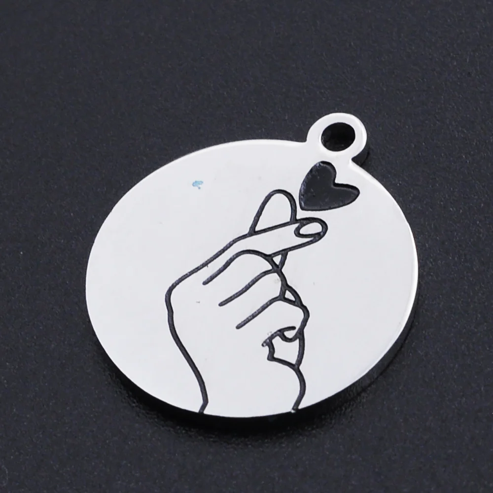 

5pcs/lot 100% Stainless Steel Heart Sign Charms Pendants Wholesale Jewelry DIY Making Charms Never Tarnish