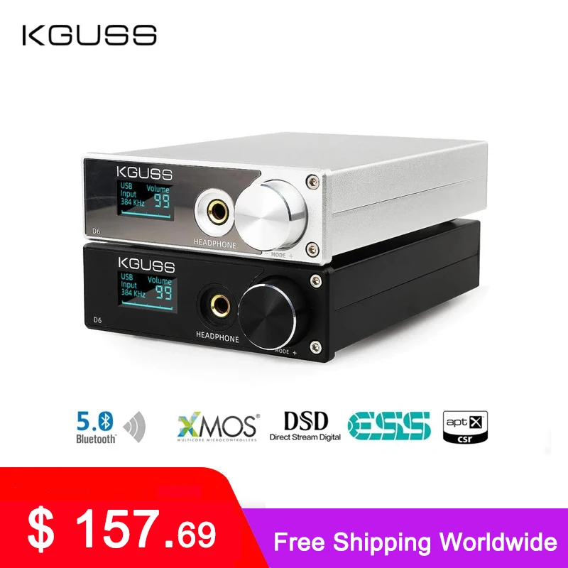 KGUSS D6 USB DAC XMOS ES9018K2M аудио декодер DSD Bluetooth CSR8675 5 0 APT X усилитель наушников|Усилители