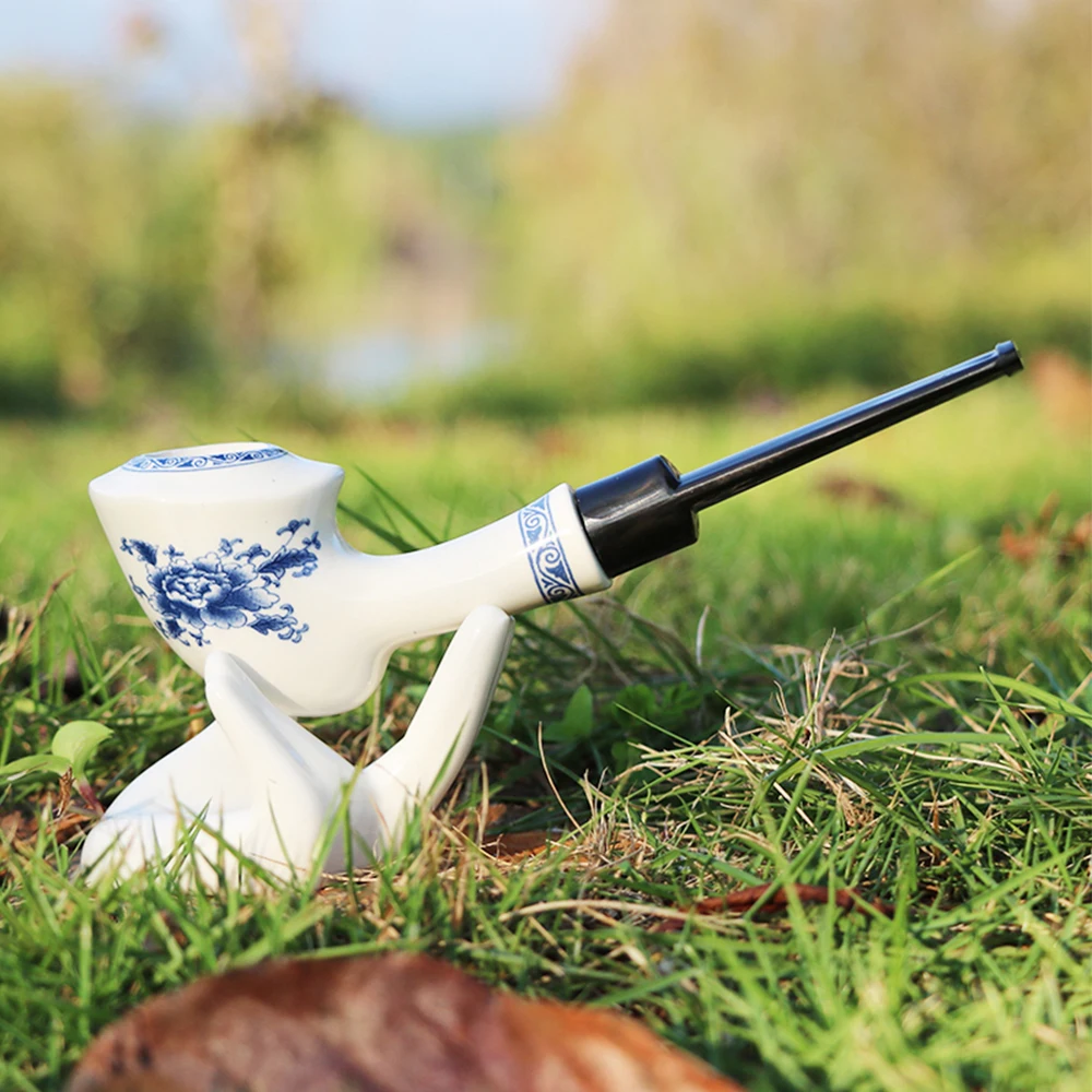 ▂Курительная сине белая фарфоровая курительная трубка с бесплатными