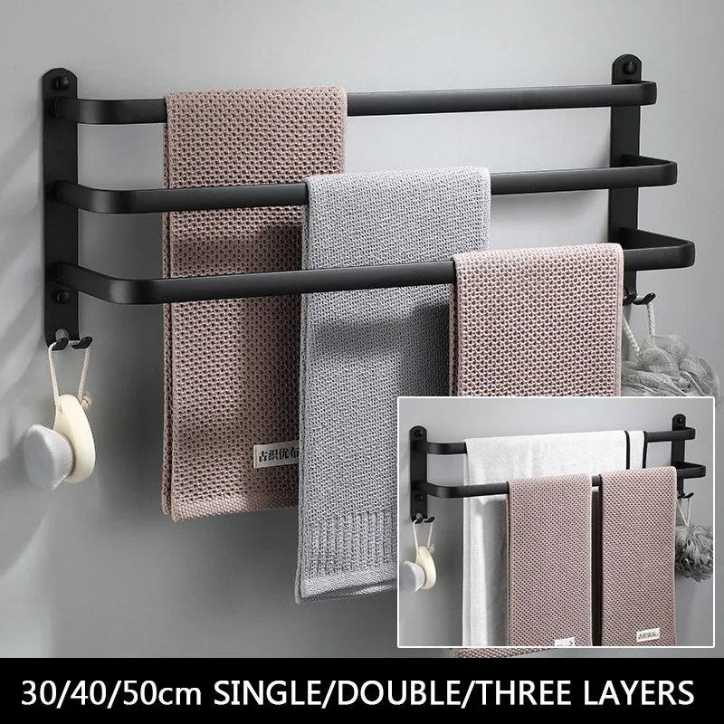 Алюминий 3 Слои Полотенца стеллаж для выставки товаров рельс вешалки настенный 30