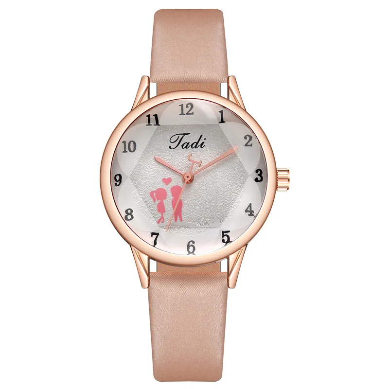 

Fashion Casual Quartz Valentine's Watch Luxury Couples Boutique Bracelet Watch Round Printed Dial PU Leather Band Wristwatches