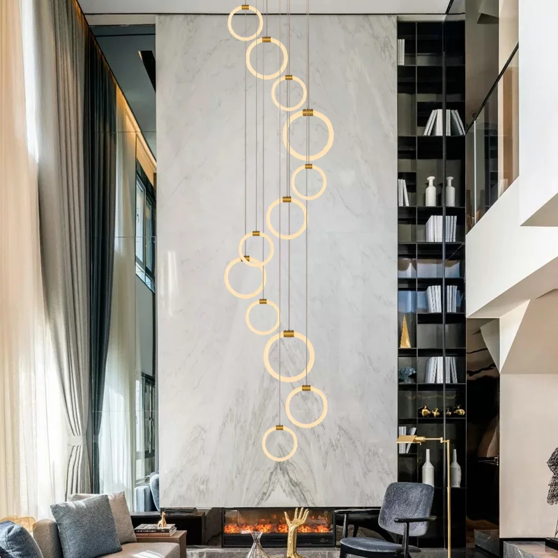 売却 Fanpinfandoゴールドmedernペンダントライトモダンなデザインホールスパイラル階段ぶら下げランプ創造ペンダントランプ室内照明