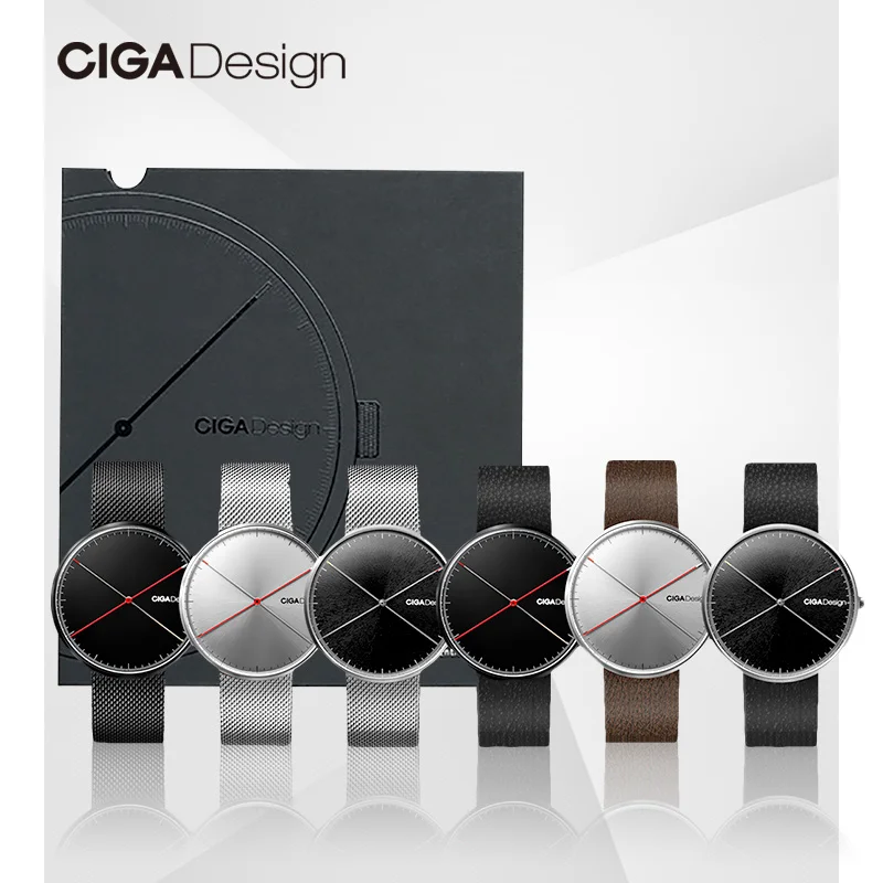 Кварцевые часы CIGA DESIGN модные простые кварцевые со стальным/кожаным ремешком и