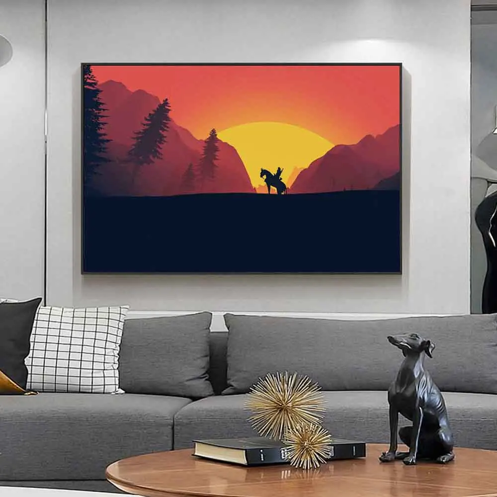 

Landscape oil painting forest sunrise cartoon art canvas painting living room corridor office home decoration mural