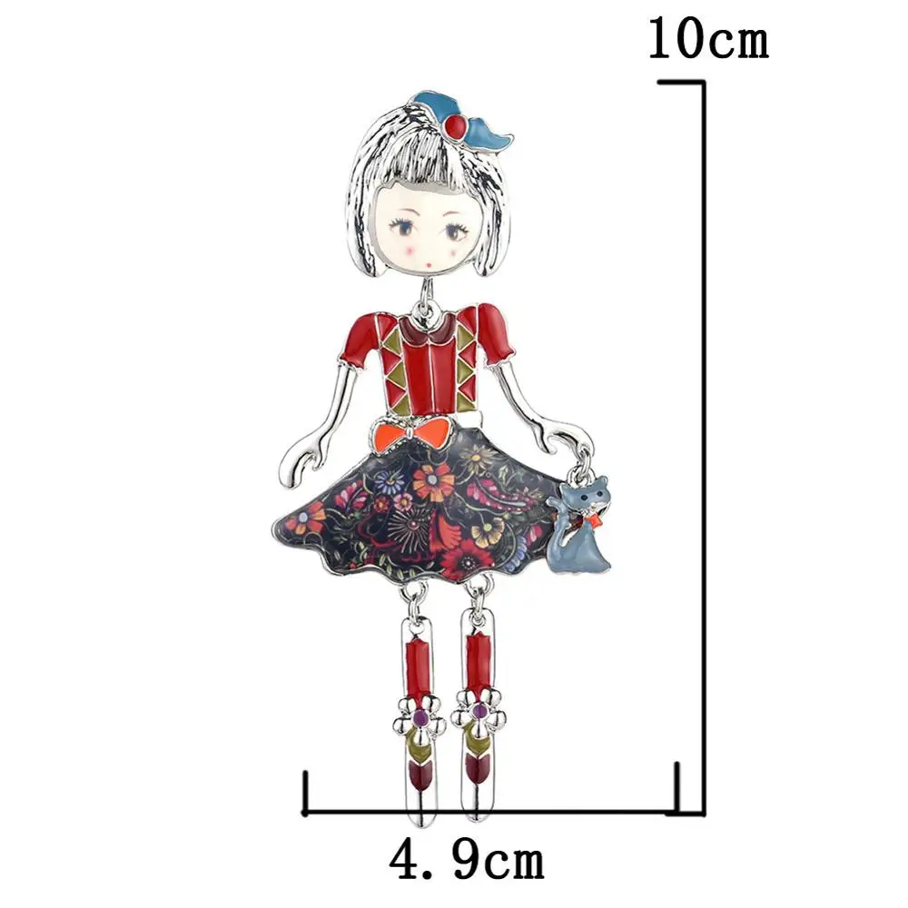 Женская Винтажная брошь с эмалью элегантная в форме куклы аксессуар для