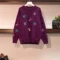 Purple Женский свитер размера плюс, зимний,, теплый, свободный, Вязанный свитер, длинный рукав, пуловер, для девушек, с милой вышивкой, уличная одежда, джемперы 4XL - Цвет: Purple