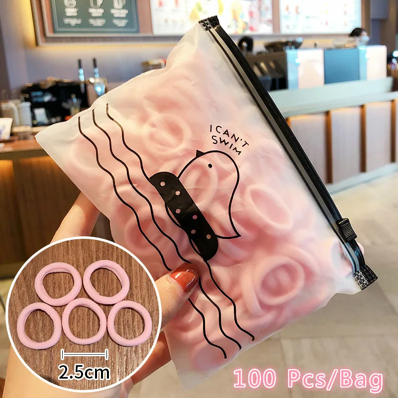 

50/100/200 Pcs/Bag Children Cute Candy Cartoon Solid Elastic Hair Bands Girls Lovely Srunchies Rubber Bands Kid Hair Accessories