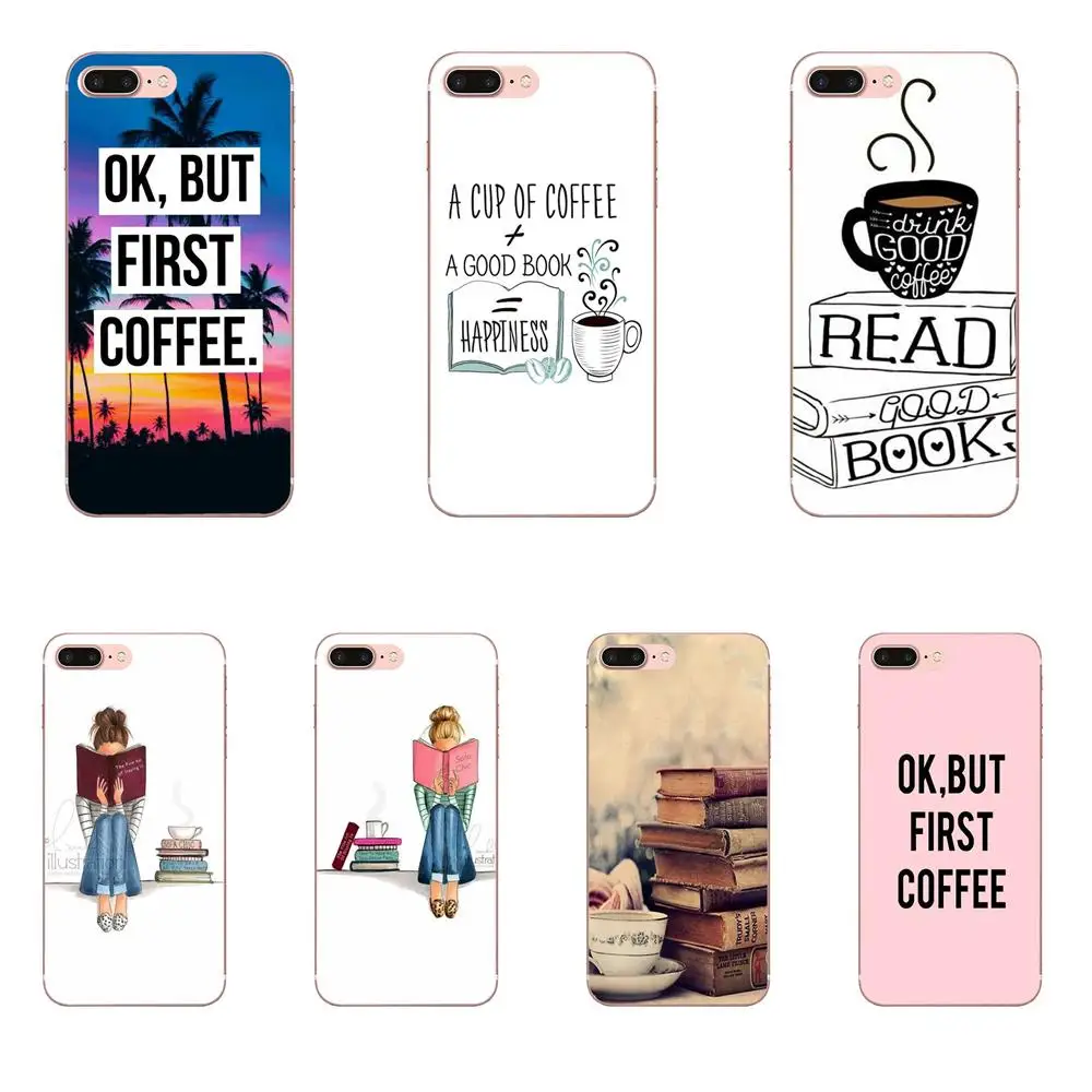 Ok But First Coffee Book Girl Качество для Sony Xperia Z Z1 Z2 Z3 Z4 Z5 compact Mini M2 M4 M5 T3 E3 E5 XA XA1 XZ Premium |