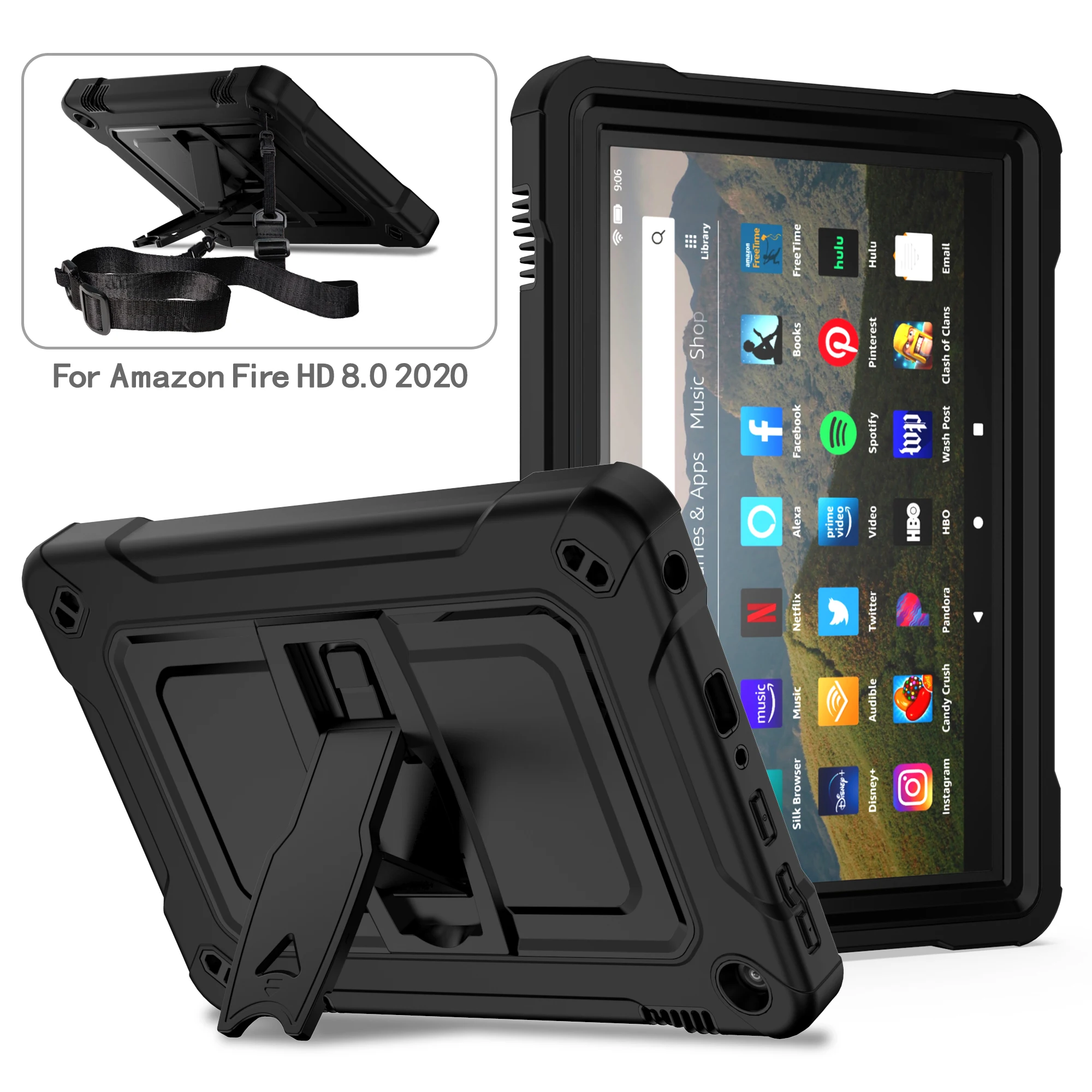 

Противоударный чехол для планшета Amazon Kindle Fire HD 8 (2020), безопасный для детей, деловой силиконовый чехол-подставка для Kindle Fire HD 8 (2020)