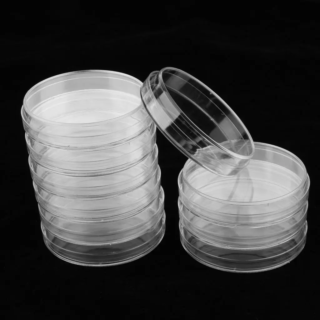 10 Sets of Sterile Polystyrene Plastic Petri Dishes Plates Lab Supply 90mm