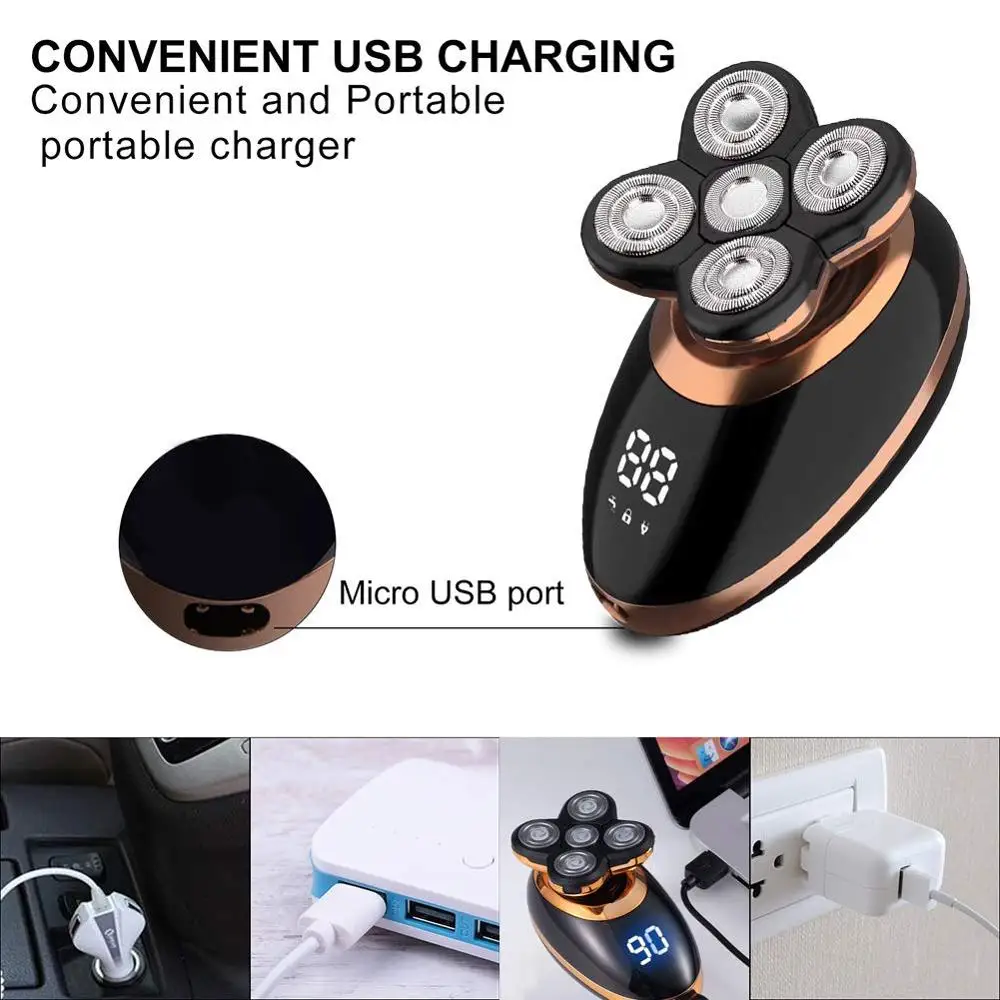 Электрический триммер для бороды электробритва перезаряжаемый моющийся с 5