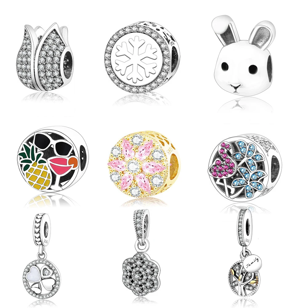 Женский светящийся цветочный ажурный браслет подвеска|pandora charm bracelet|silver beads925 sterling