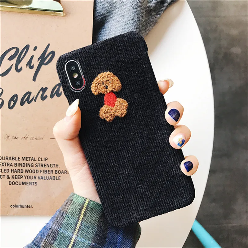 Teddy Зимний тканевый чехол для телефона для iPhone 11 Pro 6 6S 7 8 Plus чехол милый жираф кролик плюшевый чехол для iPhone X XR XS MAX чехол - Цвет: Teddy