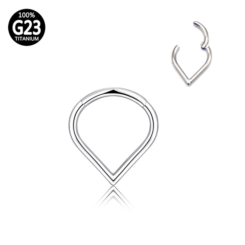 

G23 Titanium Septum Hoop Heart Drop Nose Ring Hinged Segment Nipple Ear Perforated tragus drip Helix Lip Piercing Body Jewelry