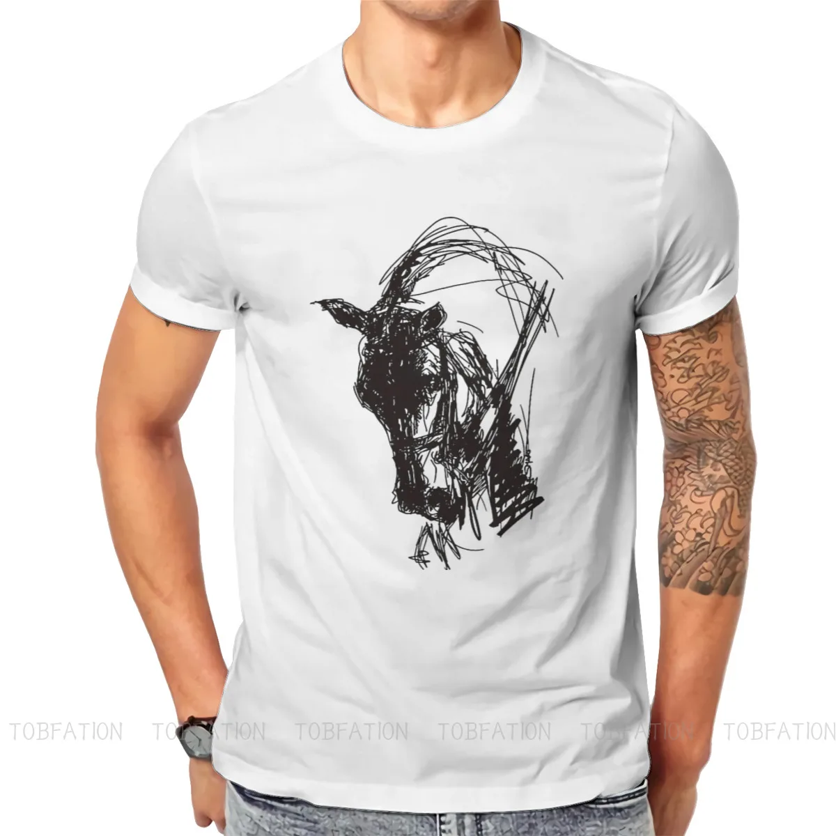 

Horse Riding Lover Sport Men's TShirt Dressage Drawing Individuality T Shirt Graphic Sweatshirts New Trend