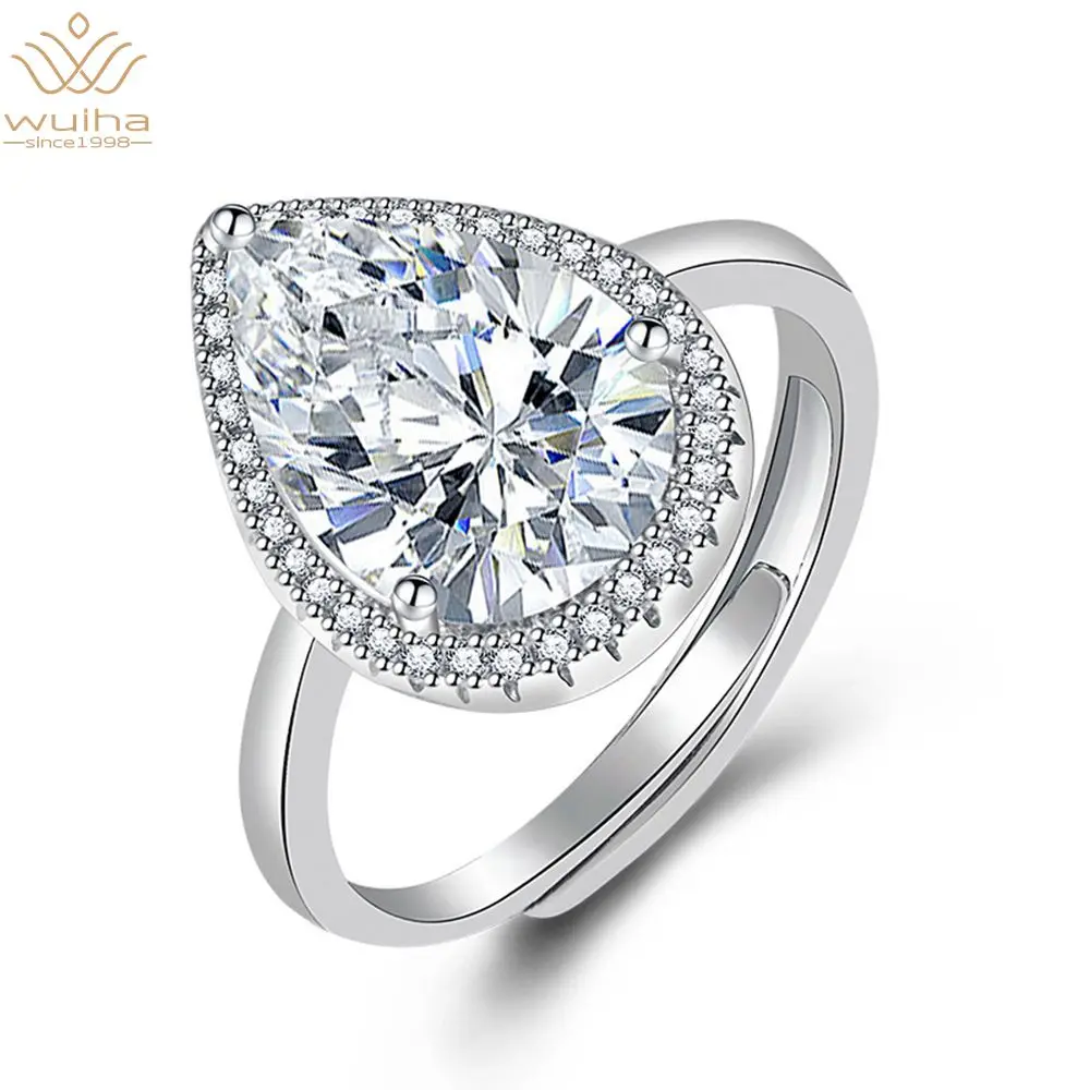 

WUIHA Luxury 100% 925 Sterling Silver Pear Cut High Carbon Diamond Citrine Pink Saphire Gemstone Wedding Ring Women Fine Jewelry