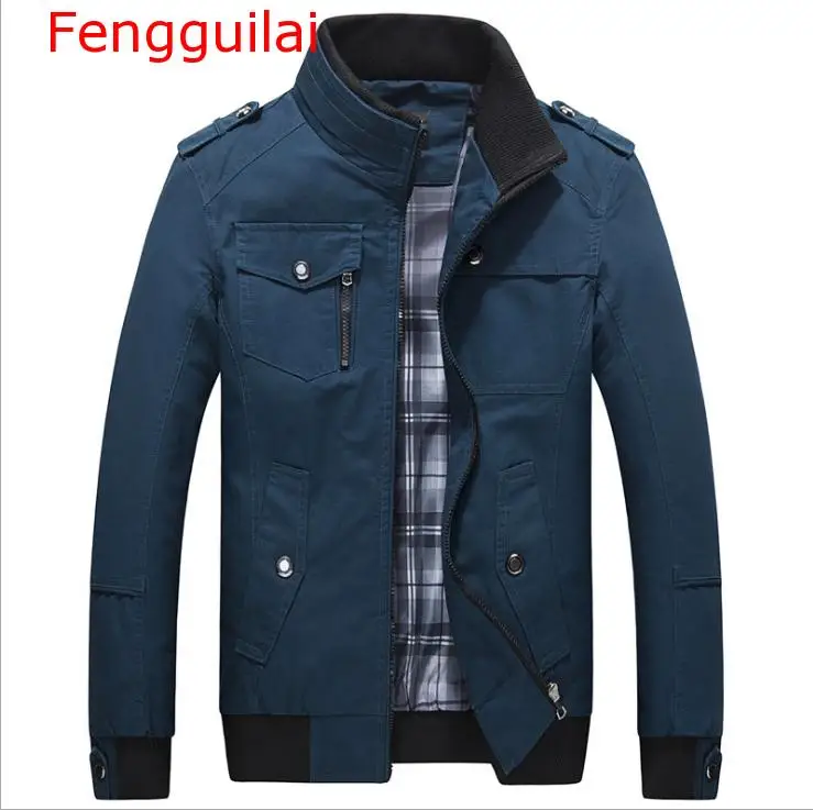 

Fengguilai Casual Men's Jacket Autumn Army Military Jacket Men Coats Winter Male Outerwear Autumn Overcoat Khaki 5XL