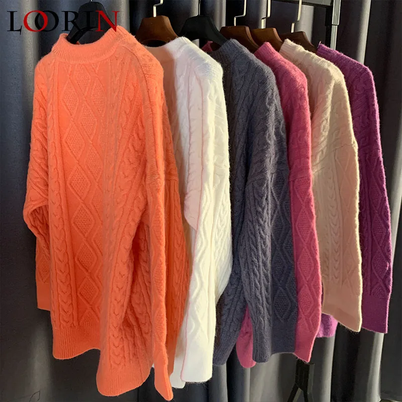 

Lorin Women Sweater Autumn Winter Casual sexy Fashion jumper O-neck Sweater female thicker sweater