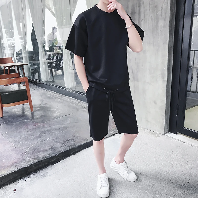 

Mens Tracksuit Sets Brand Two piece suit tracksuit 2021 Male Casual Tshirts Workout Fitness Sets Jogger Suits for men Pink short