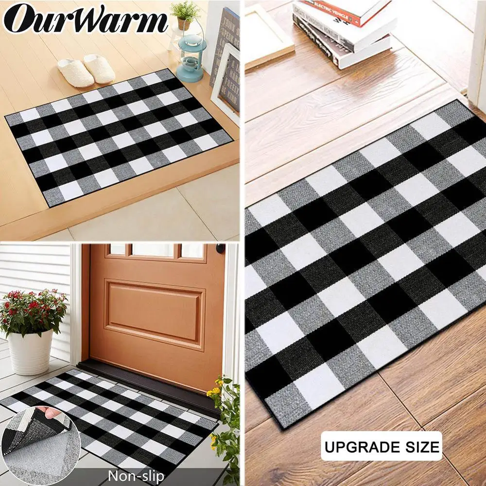 Клетчатые коврики OurWarm в стиле буйвола 43x28 дюймов хлопковый коврик ручной работы
