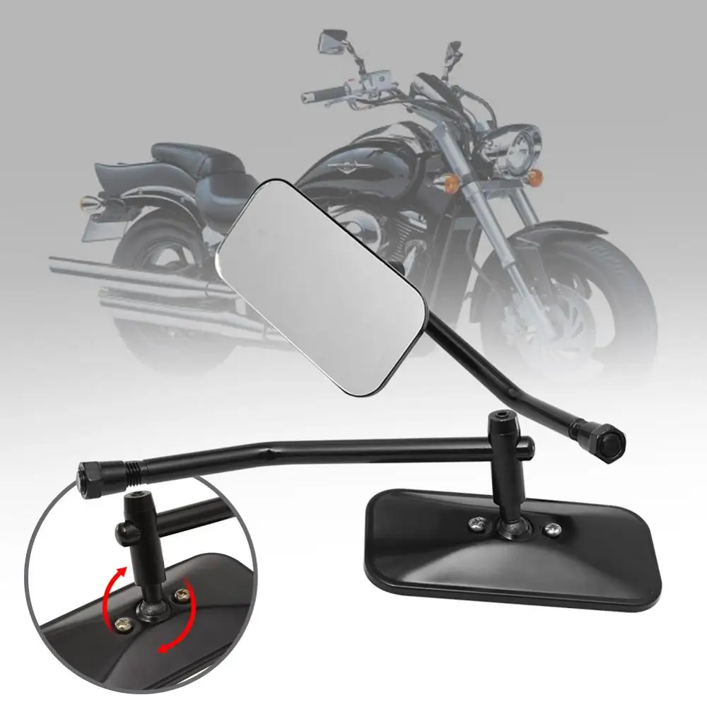 

1Pair Universal Rectangle metal Motorcycle Rearview Mirrors 10mm Chrome retrovisor moto mirror For Honda Yamaha Suzuki Cruiser