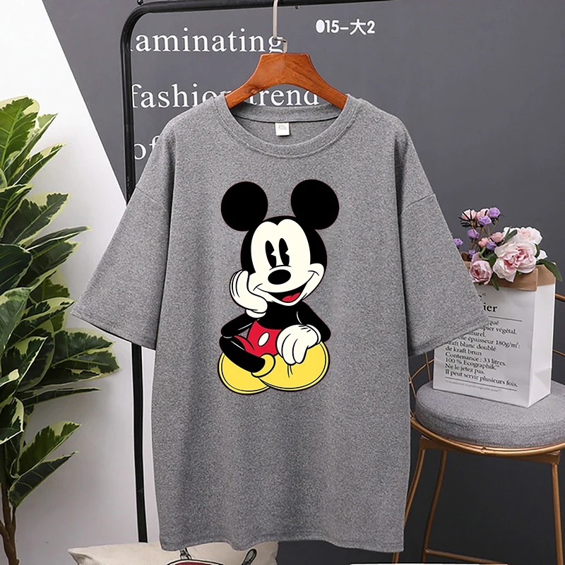 Disney cartoon Mickey Tshirt Tops Summer casual oversized Women T-shirts Ulzzang hip hop Streetwear Harajuku short sleeve tshirt