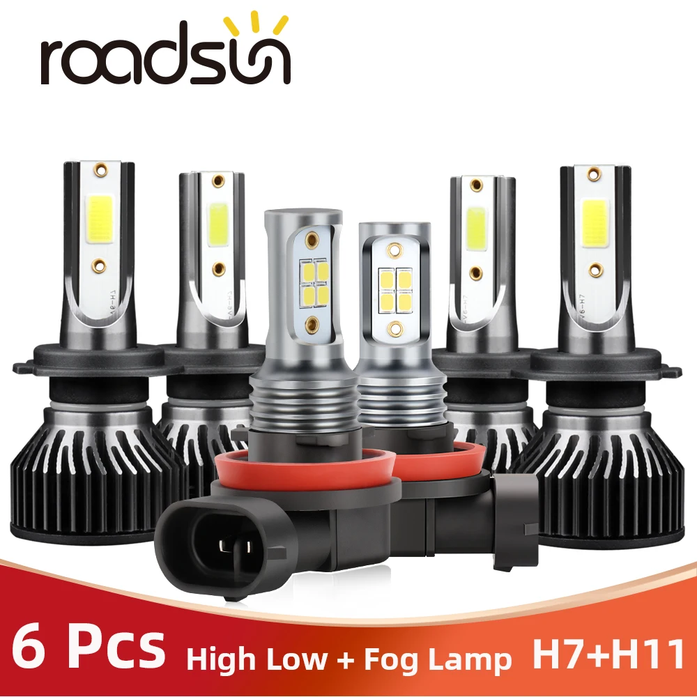 رودسون 6x LED H7 H11 مصابيح ليد لمصابيح السيارة الأمامية لشركة هيونداي سوناتا 2011 2012 2013 2014 سيارة عالية منخفضة ضوء 12 فولت 6000 كيلو السيارات الضباب مصب...