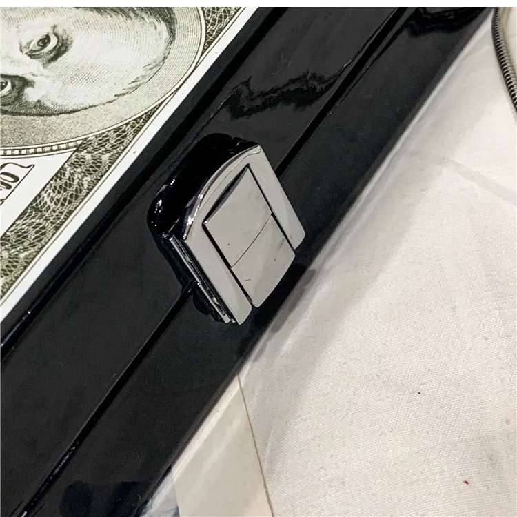 Fashion Dollar Pattern Box Design Pu Leather Women Daily Clutch Bag Chain Purse Shoulder Bag Tote Ladies Handbag Crossbody Bag