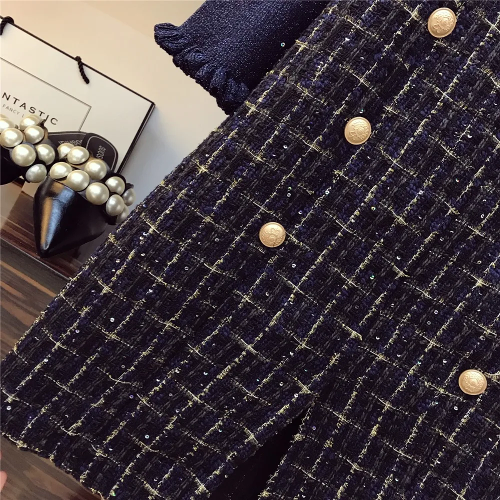 Женский твидовый комплект из 2 предметов вязаный свитер с открытыми плечами и