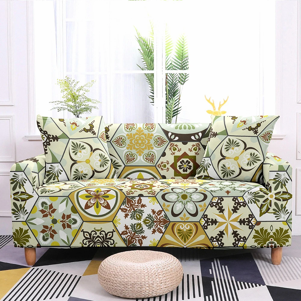 Эластичный чехол для дивана с цветочным принтом нескользящий гостиной полностью