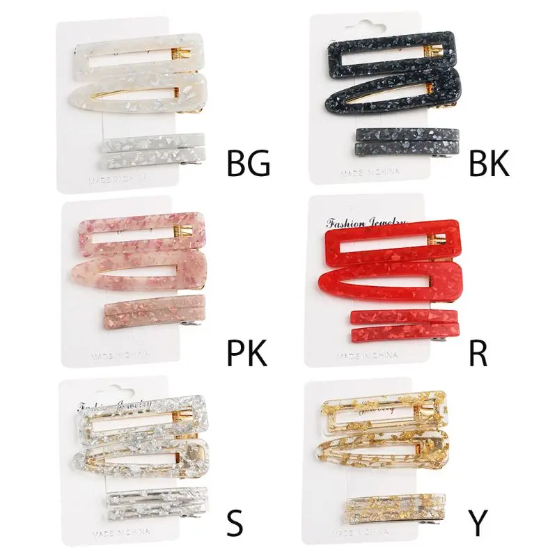 Minimalist Japanese Women Duckbill Hair Clips Transparent Acetate Metallic Tinfoil Sequins Hairgrips Shower Decorative Barrettes | Красота и