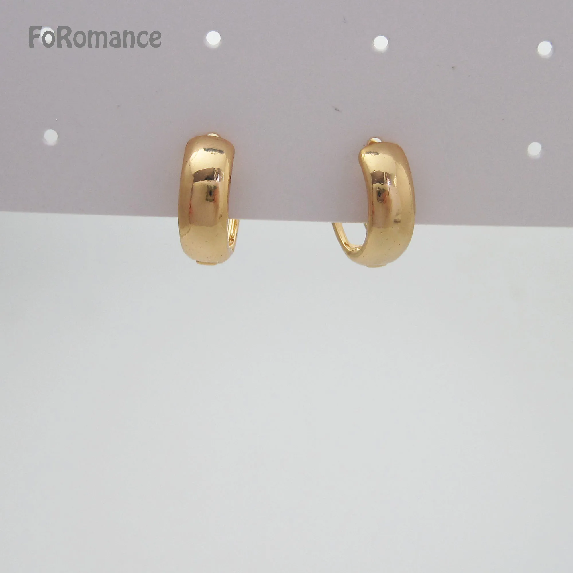 Серьги-кольца FoRomance HUGGIE с покрытием из желтого золота 13 мм ширина 5