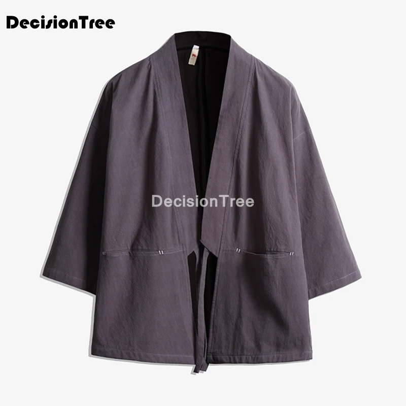 Кимоно мужское в японском стиле Харадзюку кардиган длинный черный большие