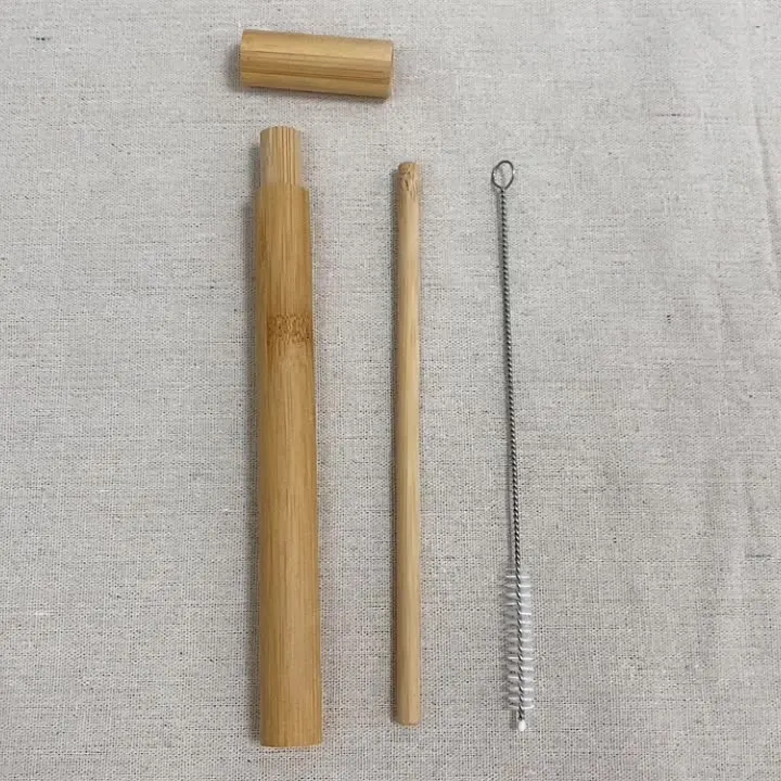 Bamboo straw set tube with and nylon brush | Дом и сад