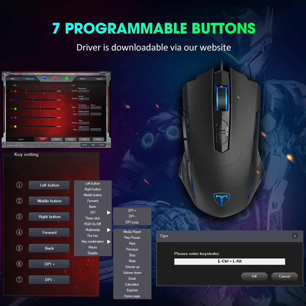 Мышь игровая Проводная VicTsing PC034 7200 DPI 7 программируемых кнопок|Мыши| |