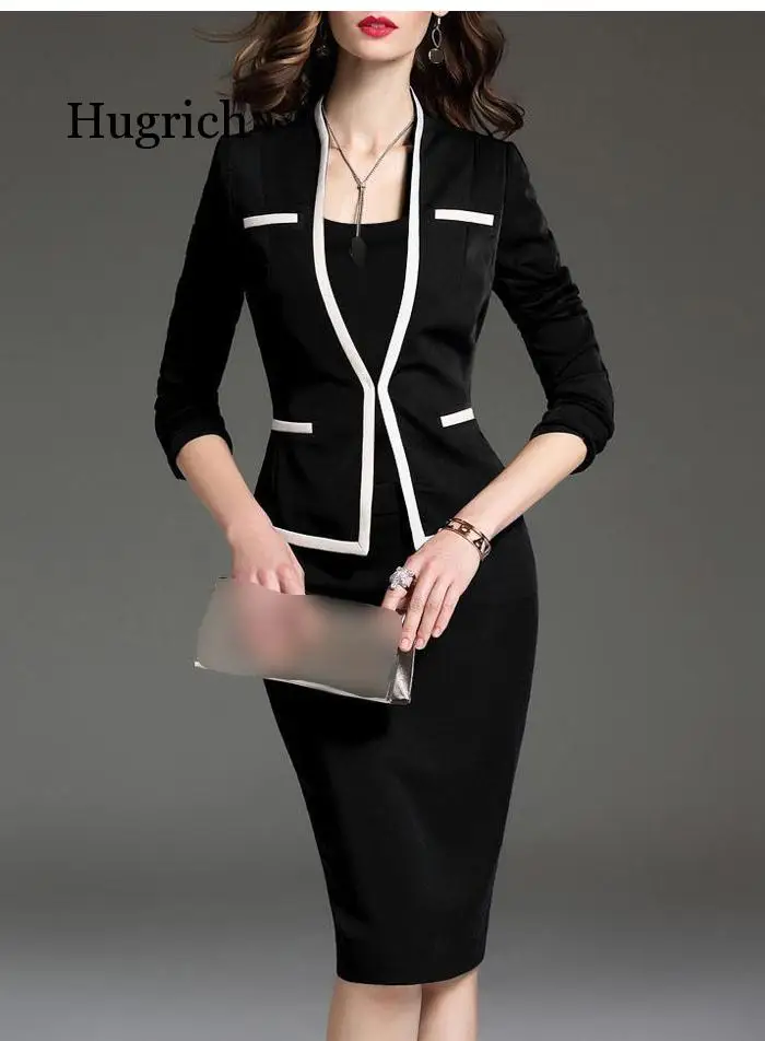 

Fashion Suits For Women Office Lady Business Work Uniform Formal Dress Suits Female Half Sleeve Blazer Set 2020 Autumn Plus Size