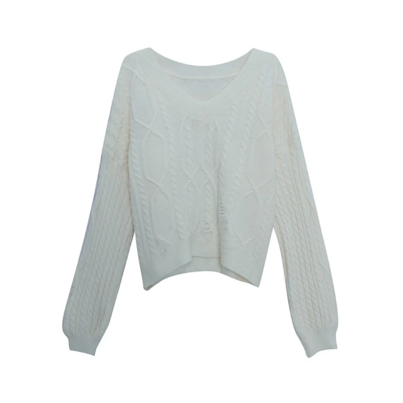 

2020 New White Knit Sweaters Short Sweater Women Fashion Loose 5 Colors Outer Wear Long-sleeved Women Tops V-neck High Quality