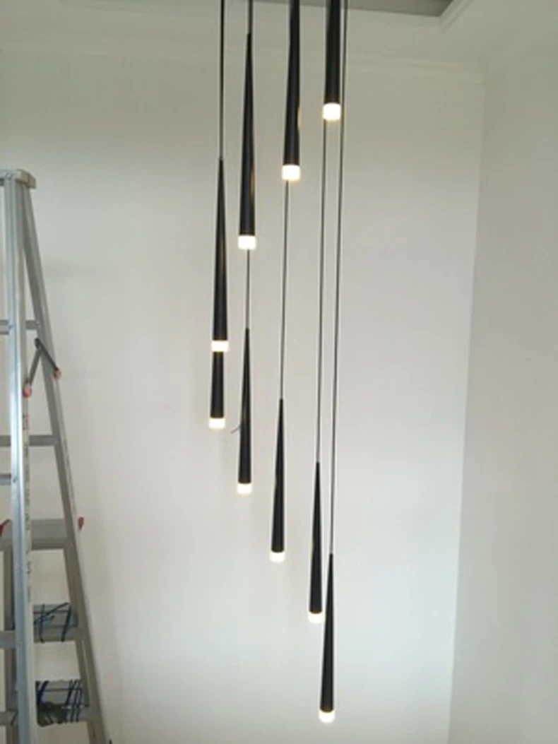 Длинный Античный Черный конусный подвесной светильник церковная спиральная