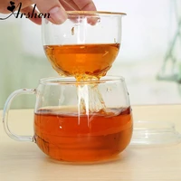three in one set 320ml set heat resistant transparent coffee cup with tea maker cover suitable for home and office use