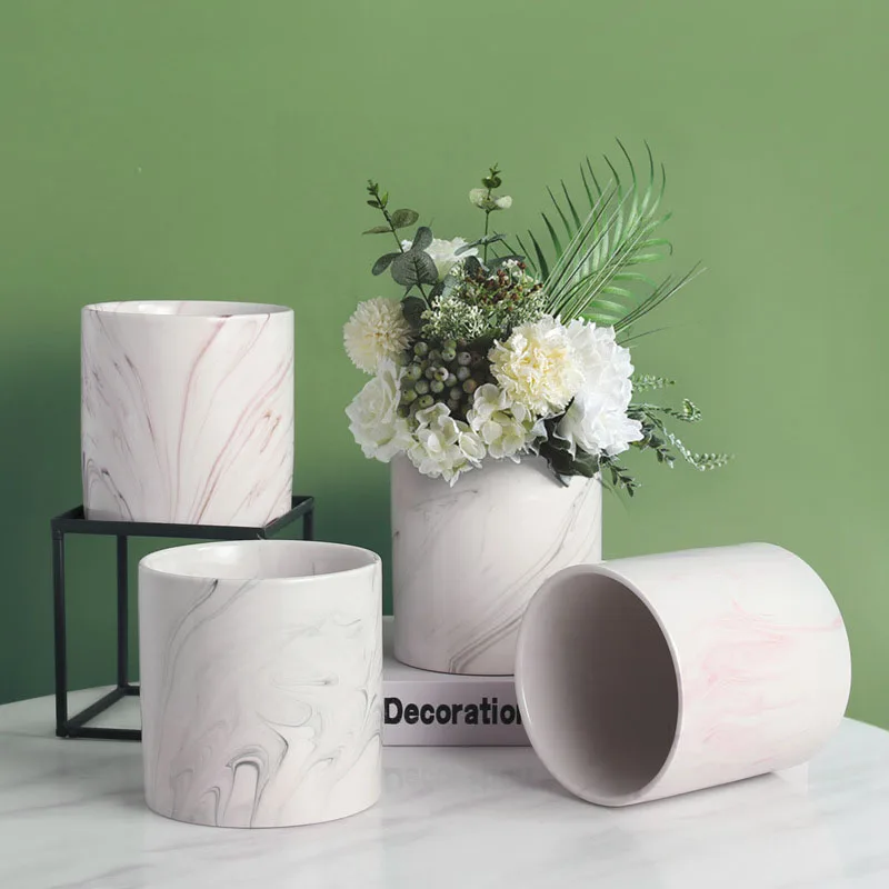 Для дома и сада Творческий Мрамор узором цветочных горшков под заказ Керамика