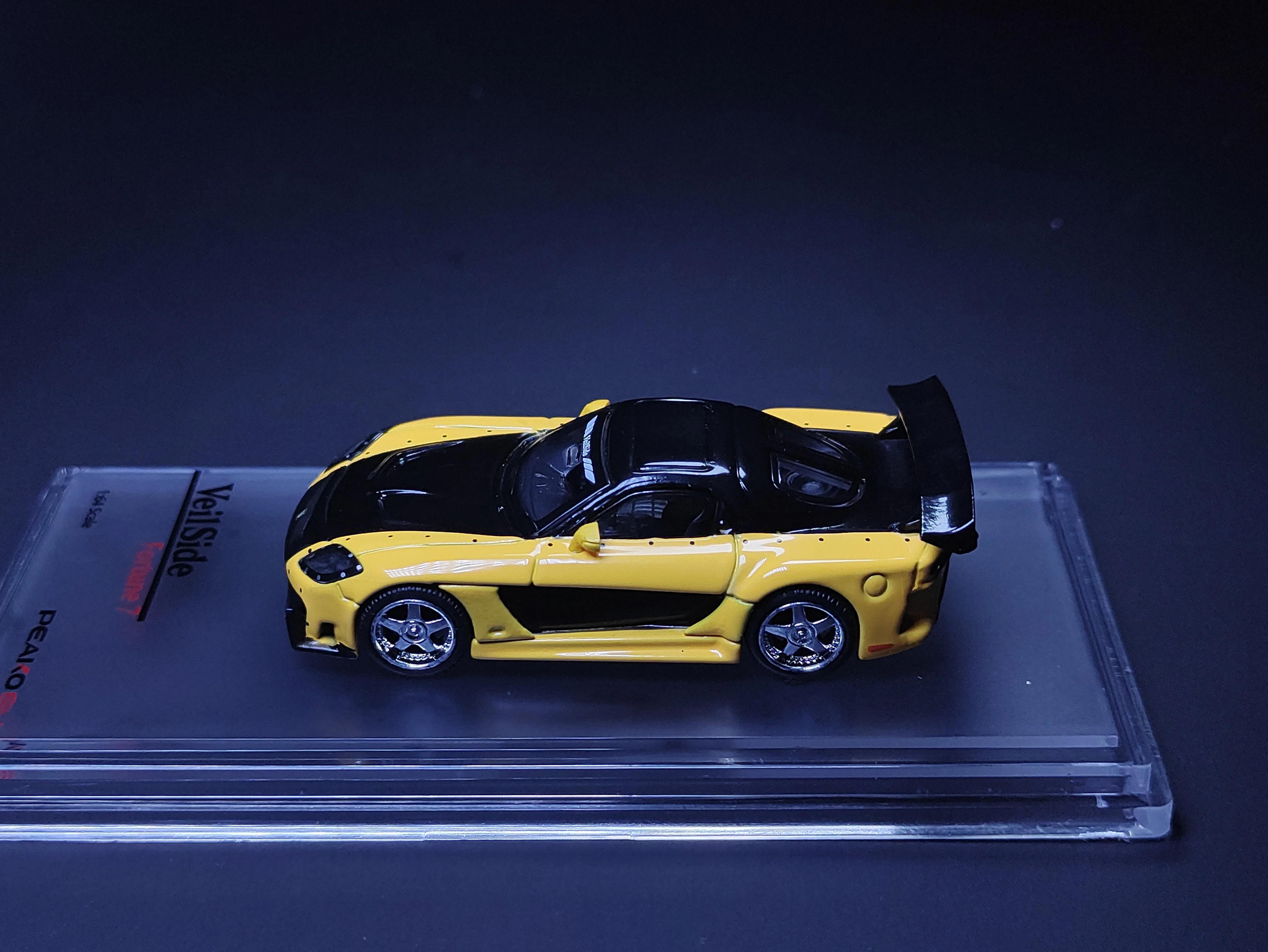 Peako 1:64 VeilSide Fortune 7 amarillo con correa Blk, modelo fundido a presi&oacute;n, colecci&oacute;n de coches, edici&oacute;n limitada-3