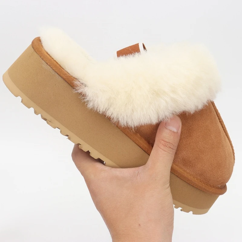 

Fur Slides Winter Slides Women Gladiator Sandals Outdoor Flat Platform Slippers Wholesale Fur Slippers Plus Size Women Shoes 44