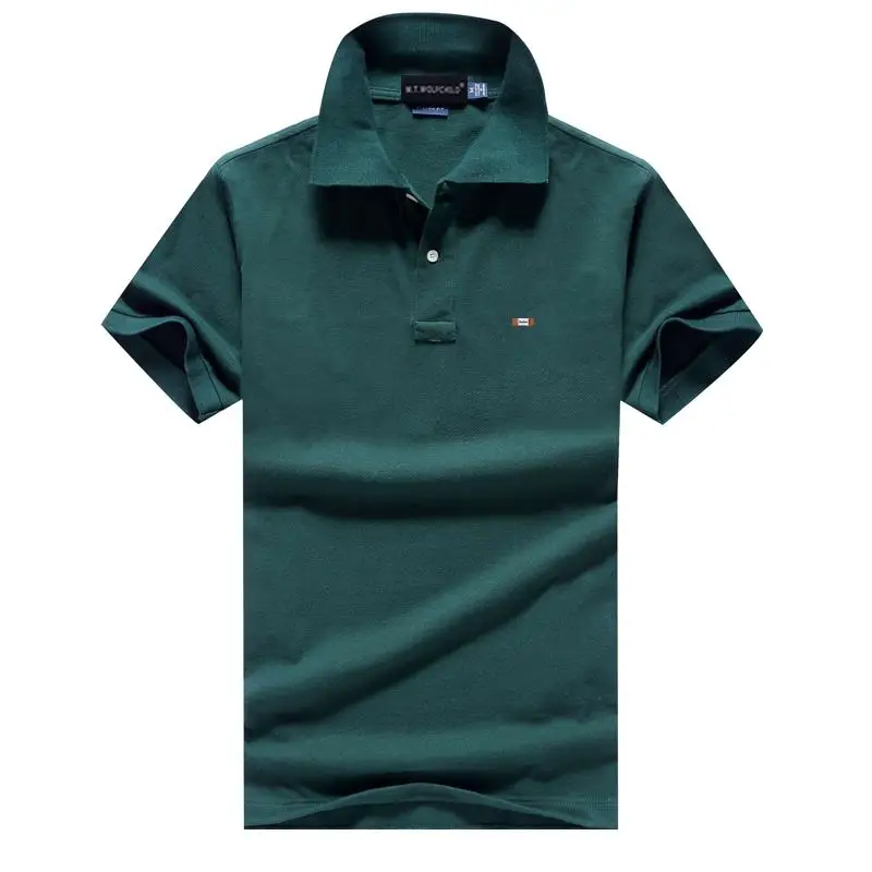 Мужская рубашка поло с коротким рукавом Повседневная Однотонная из 100% хлопка 21