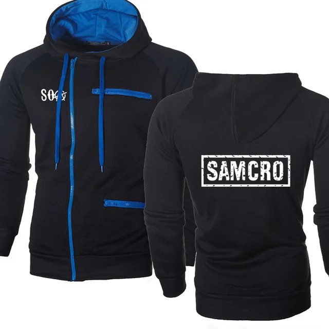 

Men Hoodies SOA Sons of anarchy the child new Fashion SAMCRO Sportswear Zipper Male Casual Sweatshirt Fleece Hip Hop Warm Hoody