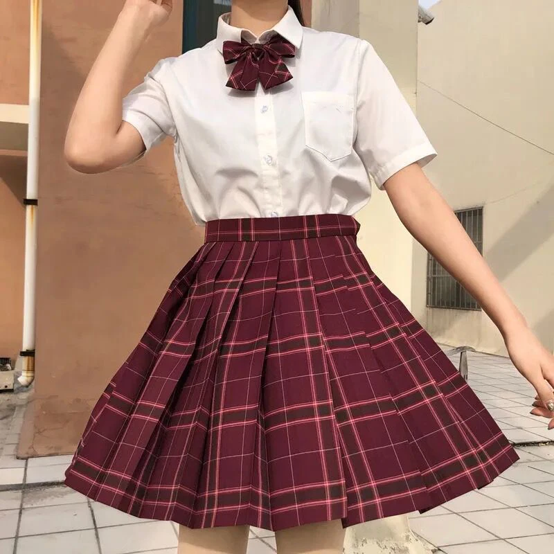 

Японские Женские юбки с высокой талией, школьная форма для студентов, плиссированные мини-юбки а-силуэта в клетку в стиле Харадзюку, 2021