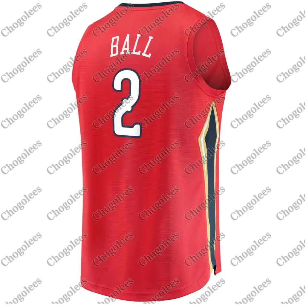 

Men Basketball Jersey Lonzo Ball New Orleans Branded Fast Break Jersey Red Statement Edition