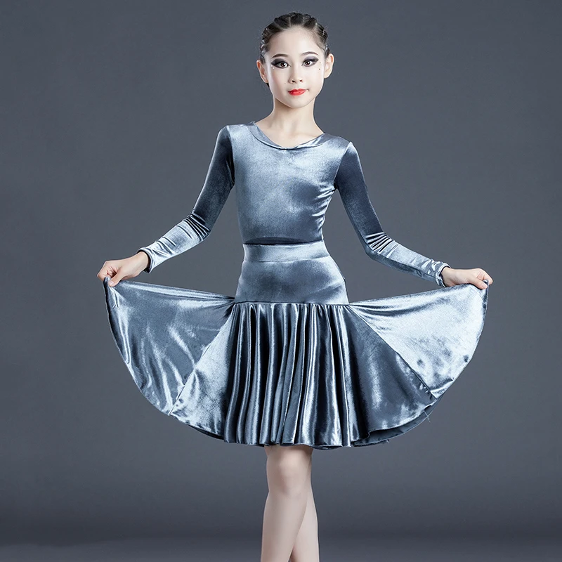 

New Latin Dance Costumes For Girls Long Sleeve Practice Dress Latin Performance Clothes Samba Tango Ballroom Latin Wear DN7020