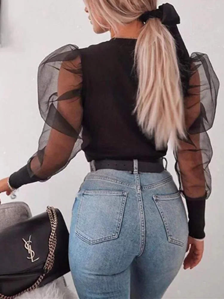 2020 Осенняя женская элегантная повседневная рубашка в сеточку Женская стильная