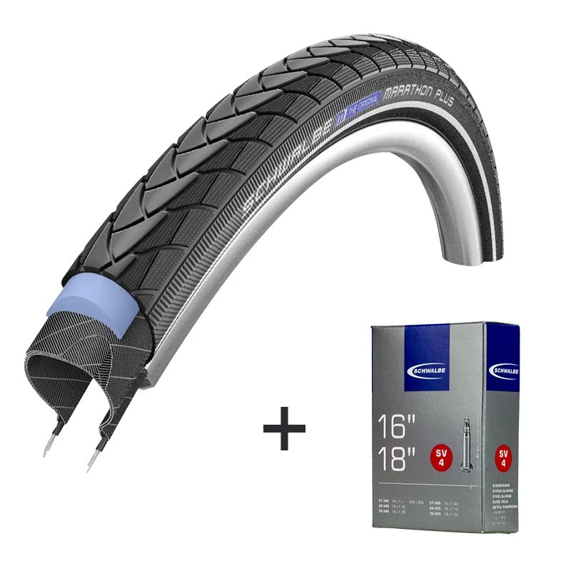 Schwalbe 16 inch MARATHON PLUS Bicycle Tire 35-349 16*1.35 Road Bike Anti-puncture Tire for Small Wheel Bicycle Tire Parts