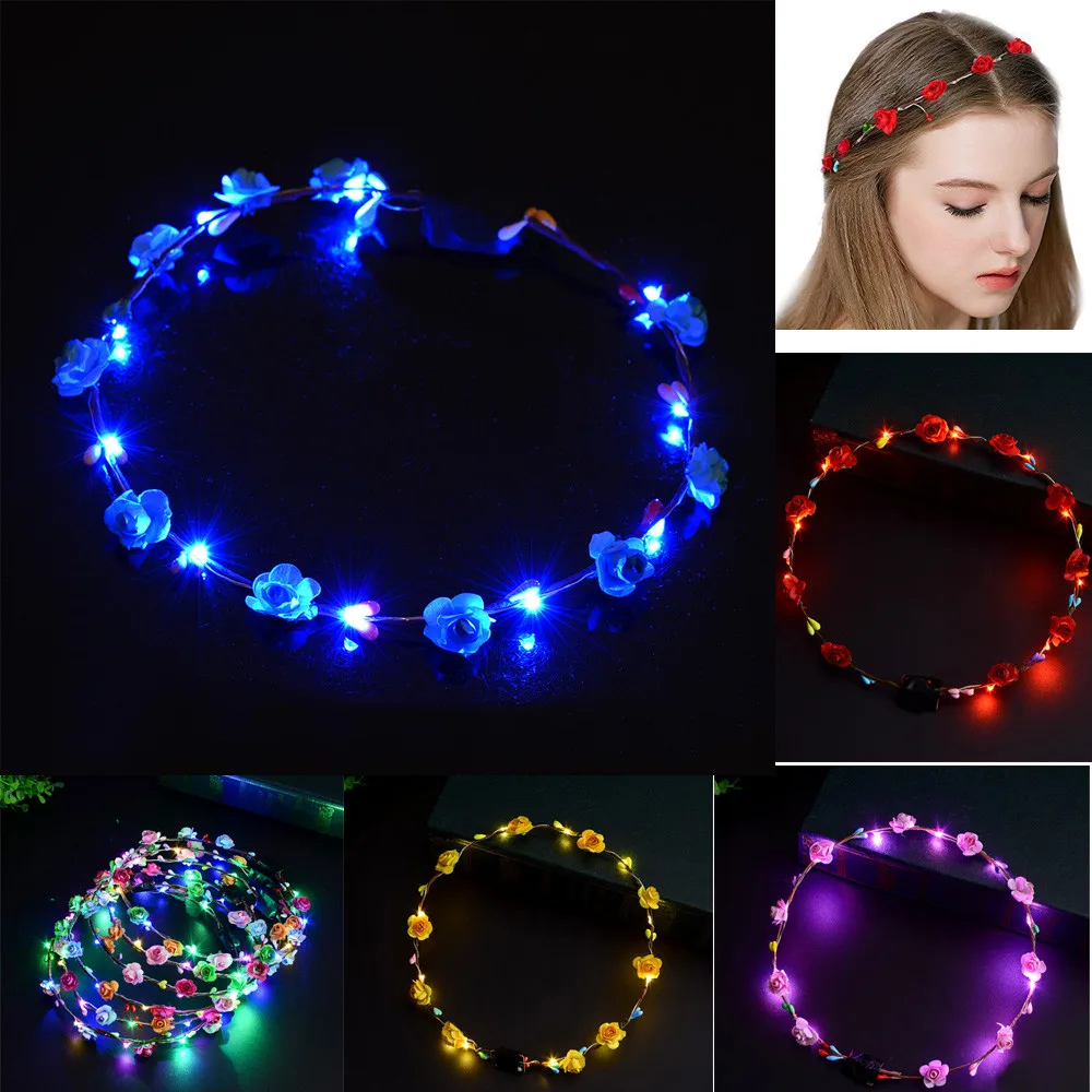 Модный светодиодный светильник Цветочная повязка на голову гирлянда с короной
